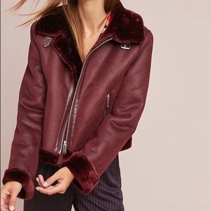 Anthropologie Ett:Twa Costello Faux Fur Moto Style Jacket